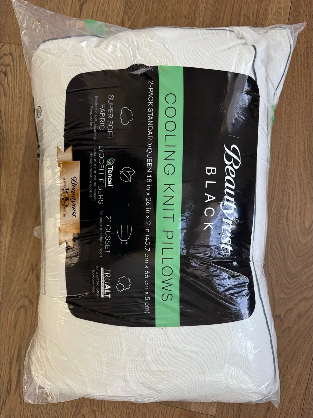 BEAUTYREST BLACK 2pk Luxurious Cooling Knit Down Alternative Pillows